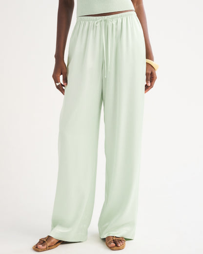 Abercrombie A&F Gemma Satin Wide Leg Pull-On Pant