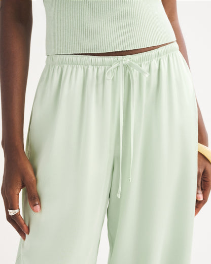 Abercrombie A&F Gemma Satin Wide Leg Pull-On Pant