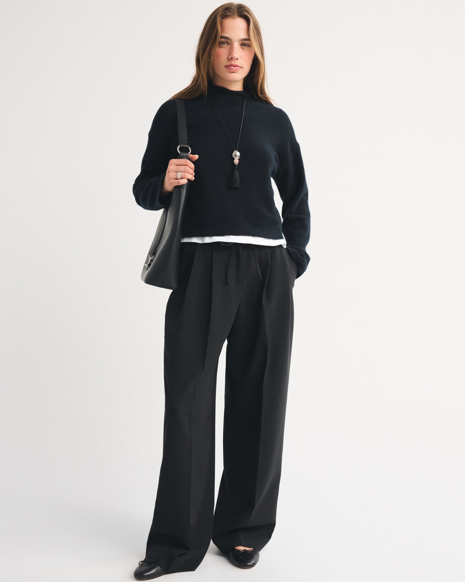 Abercrombie A&F Sloane Tailored Wide Leg Pull-On Pant