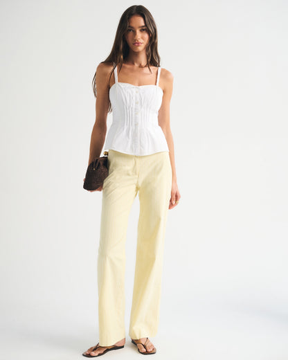 Abercrombie Clean Waist Low Rise Poplin Wide Leg Pant