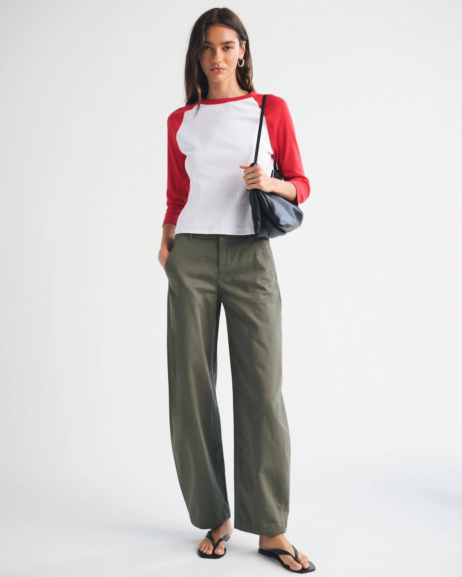 Abercrombie 100% Cotton High Rise Chino Barrel Pant