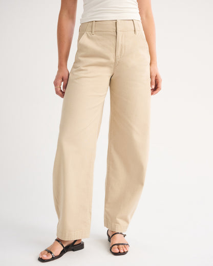 Abercrombie 100% Cotton High Rise Chino Barrel Pant