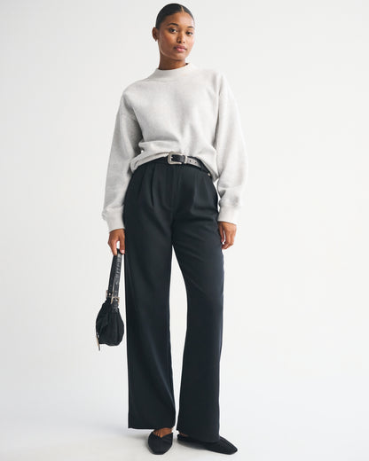 Abercrombie Curve Love A&F Sloane Tailored Hardware Wide Leg Pant