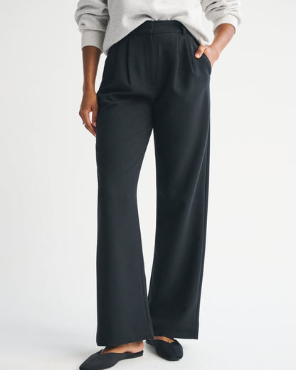 Abercrombie Curve Love A&F Sloane Tailored Hardware Wide Leg Pant