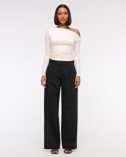 Abercrombie A&F Sloane Low Rise Tailored Wide Leg Pant