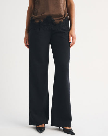 Abercrombie Curve Love A&F Sloane Low Rise Tailored Wide Leg Pant