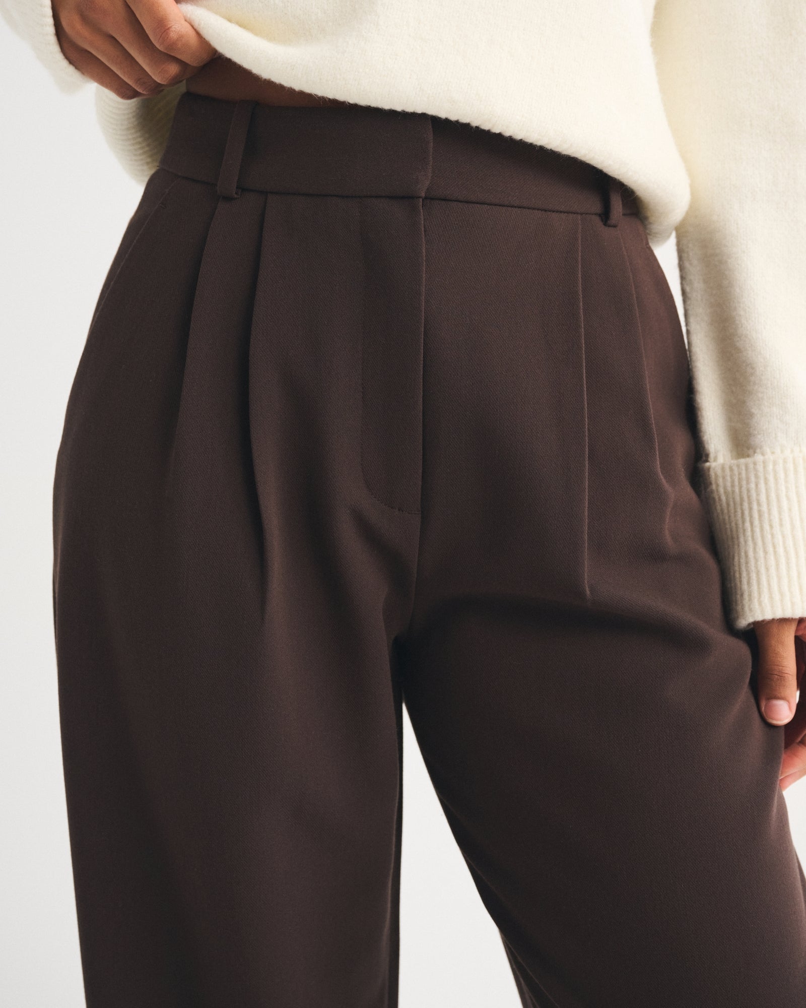 Abercrombie Curve Love A&F Sloane Tailored Hardware Wide Leg Pant