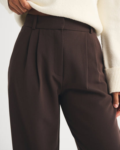 Abercrombie Curve Love A&F Sloane Tailored Hardware Wide Leg Pant