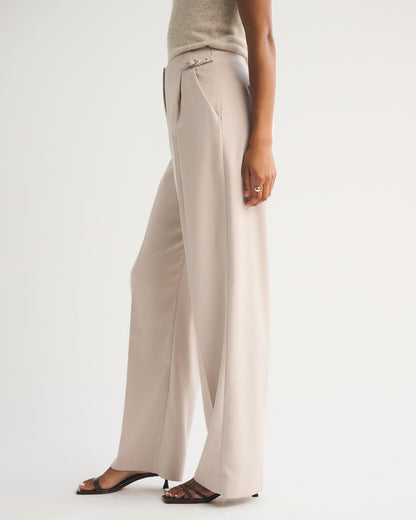 Abercrombie Curve Love A&F Sloane Tailored Hardware Wide Leg Pant