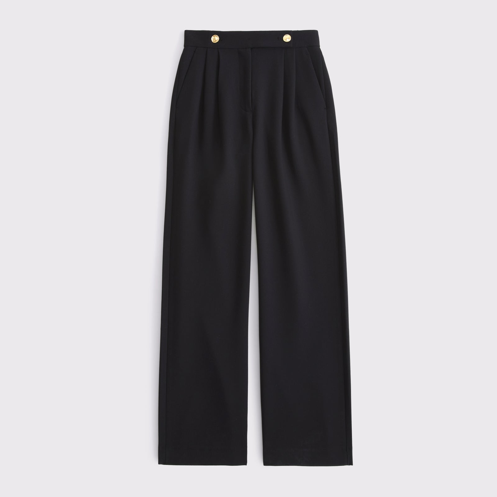 Abercrombie Curve Love A&F Sloane Tailored Hardware Wide Leg Pant