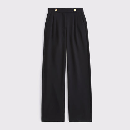 Abercrombie Curve Love A&F Sloane Tailored Hardware Wide Leg Pant