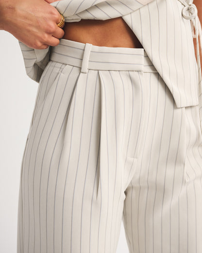 Abercrombie Curve Love A&F Sloane Tailored Hardware Wide Leg Pant