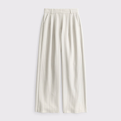 Abercrombie Curve Love A&F Sloane Tailored Hardware Wide Leg Pant