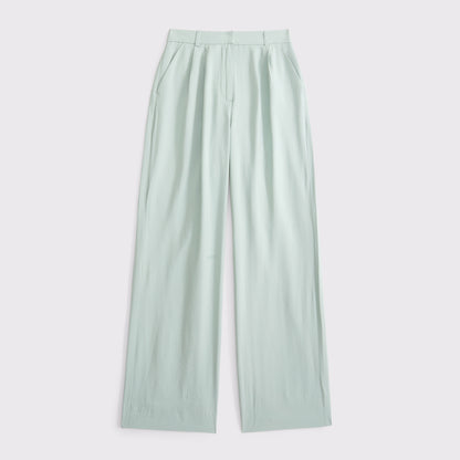 Abercrombie Curve Love A&F Sloane Lightweight Crepe Tailored Wide Leg Pant
