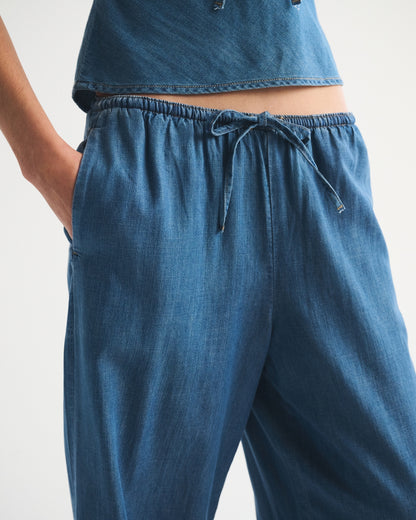 Abercrombie A&F Gemma Chambray Wide Leg Pull-On Pant