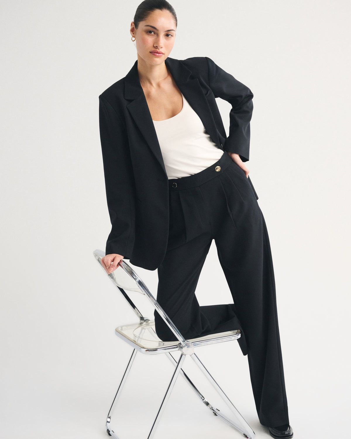 Abercrombie A&F Sloane Tailored Wide Leg Pant