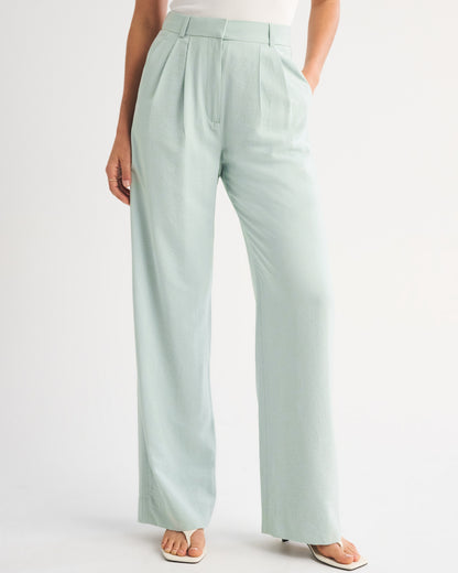 Abercrombie A&F Sloane Lightweight Crepe Tailored Wide Leg Pant