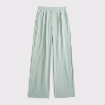 Abercrombie A&F Sloane Lightweight Crepe Tailored Wide Leg Pant