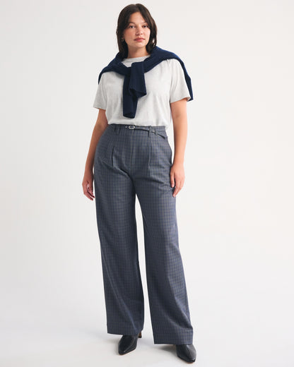 Abercrombie Curve Love A&F Sloane Tailored Hardware Wide Leg Pant