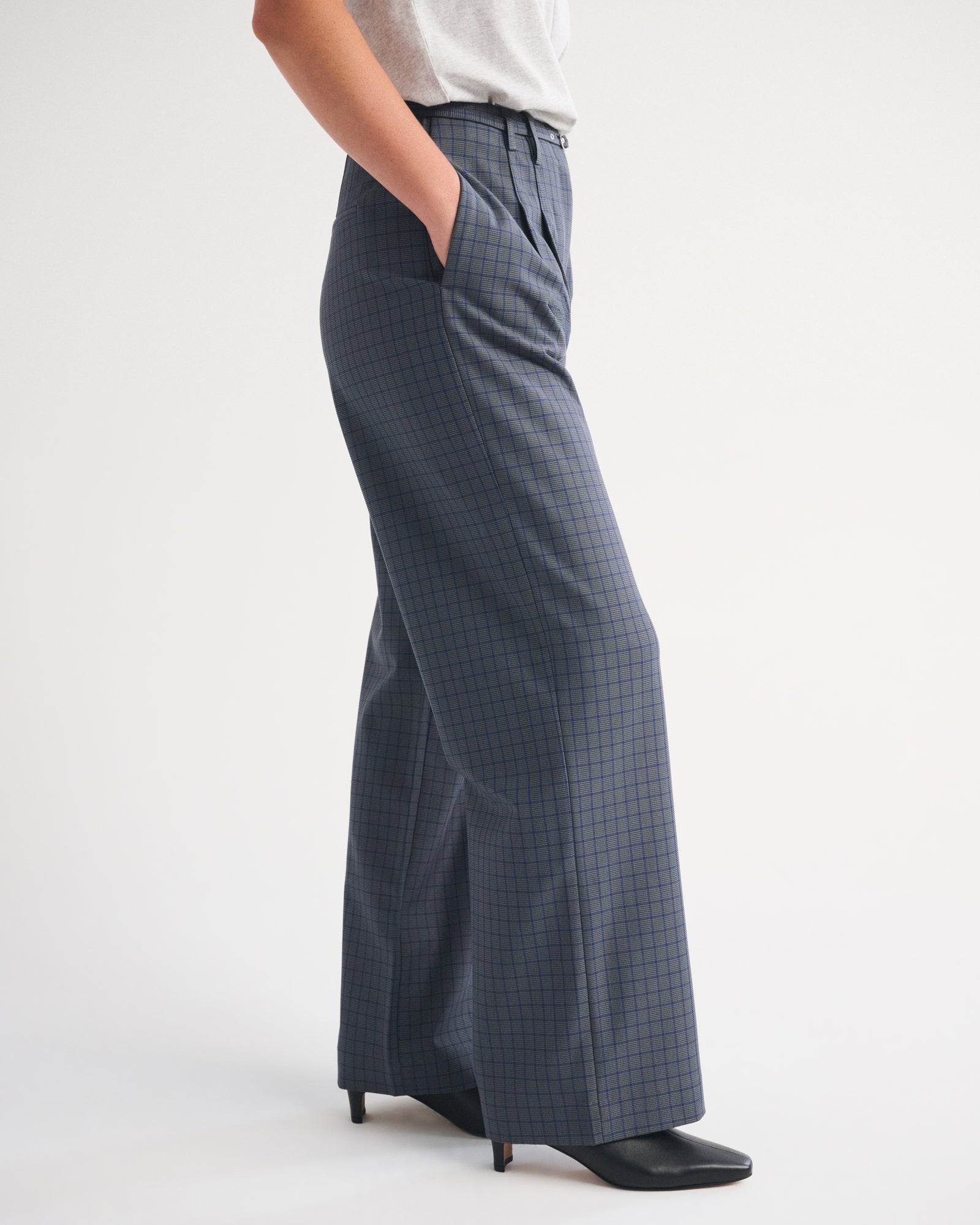 Abercrombie Curve Love A&F Sloane Tailored Hardware Wide Leg Pant