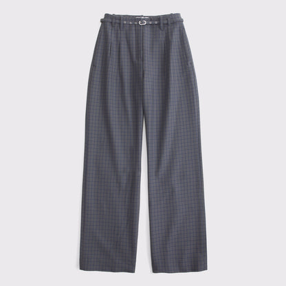 Abercrombie Curve Love A&F Sloane Tailored Hardware Wide Leg Pant