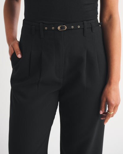 Abercrombie Curve Love A&F Sloane Tailored Hardware Wide Leg Pant