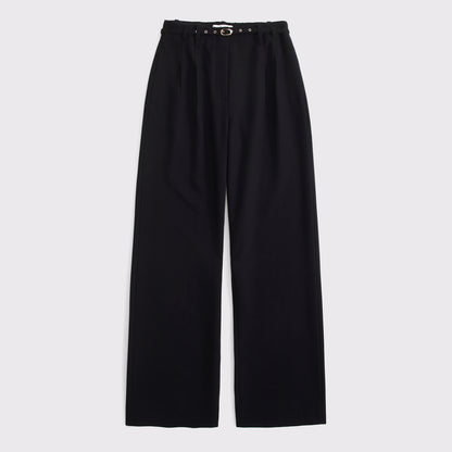 Abercrombie Curve Love A&F Sloane Tailored Hardware Wide Leg Pant