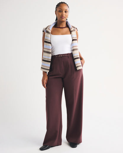 Abercrombie Curve Love A&F Sloane Tailored Hardware Wide Leg Pant