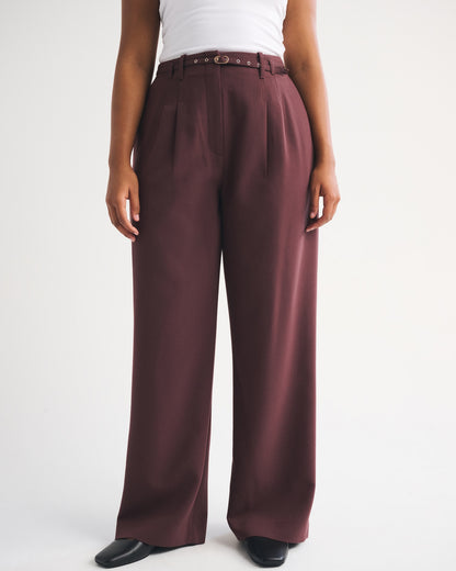 Abercrombie Curve Love A&F Sloane Tailored Hardware Wide Leg Pant