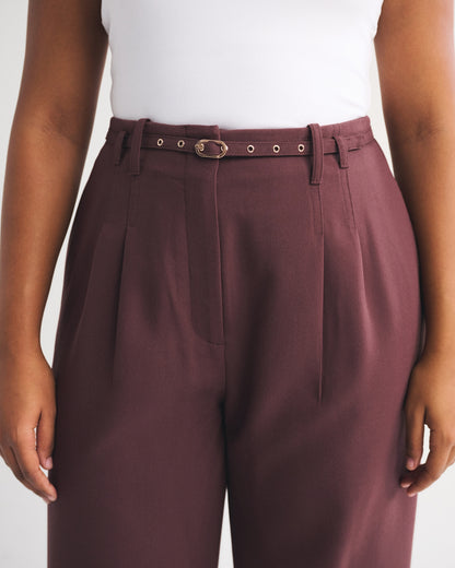 Abercrombie Curve Love A&F Sloane Tailored Hardware Wide Leg Pant