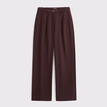 Abercrombie Curve Love A&F Sloane Tailored Hardware Wide Leg Pant