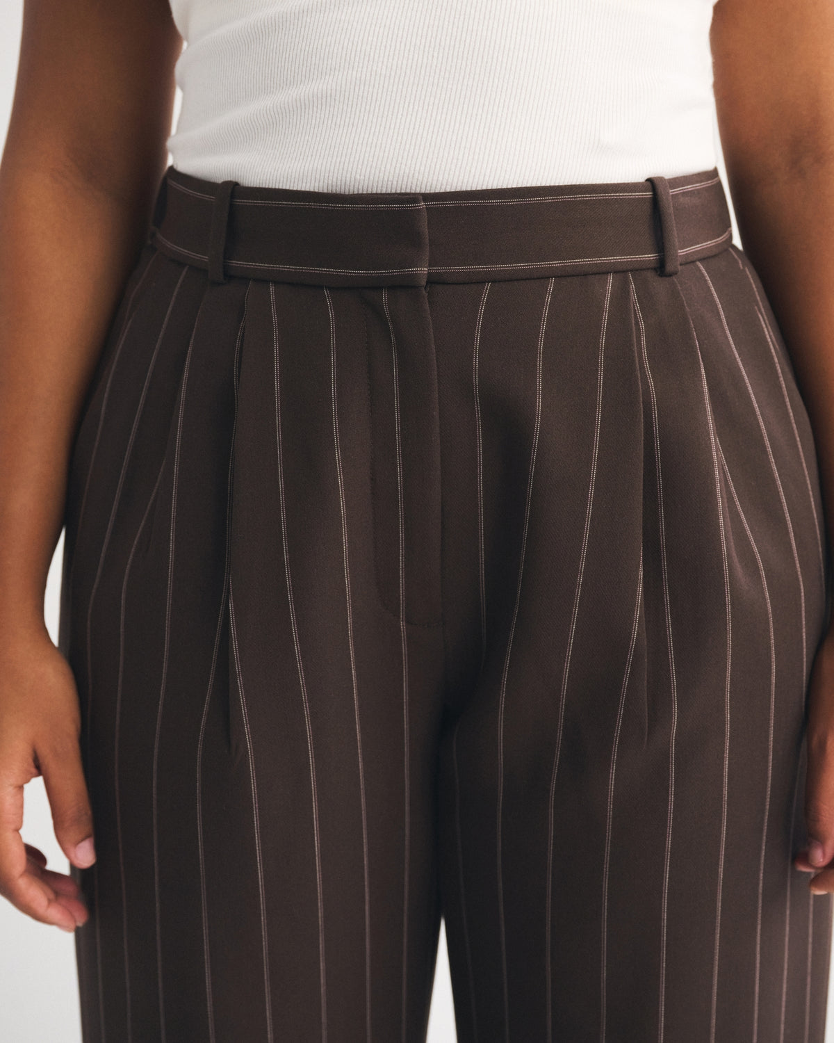 Abercrombie Curve Love A&F Sloane Tailored Hardware Wide Leg Pant