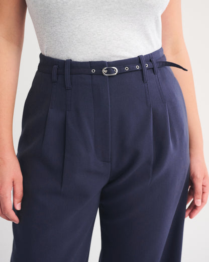 Abercrombie Curve Love A&F Sloane Tailored Hardware Wide Leg Pant