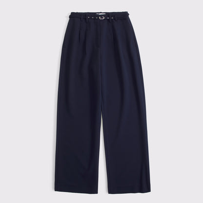 Abercrombie Curve Love A&F Sloane Tailored Hardware Wide Leg Pant