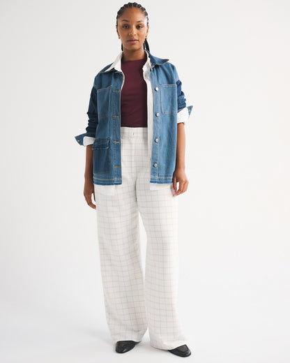 Abercrombie Curve Love A&F Sloane Tailored Hardware Wide Leg Pant