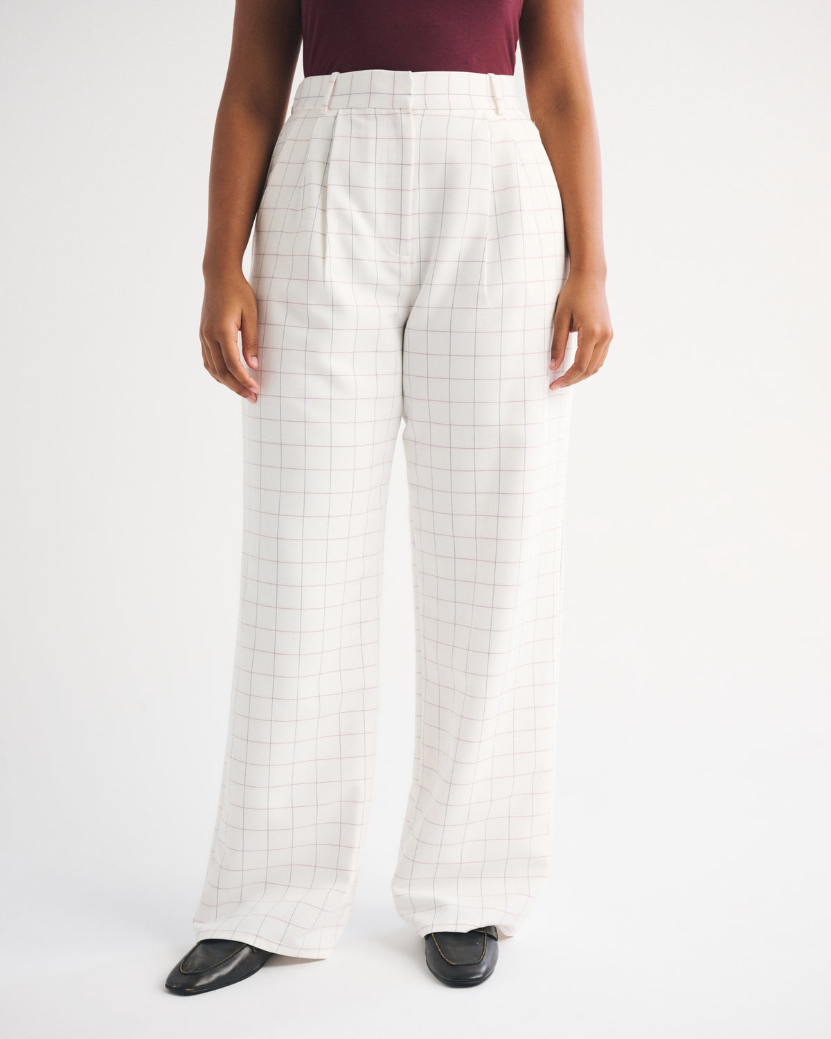 Abercrombie Curve Love A&F Sloane Tailored Hardware Wide Leg Pant