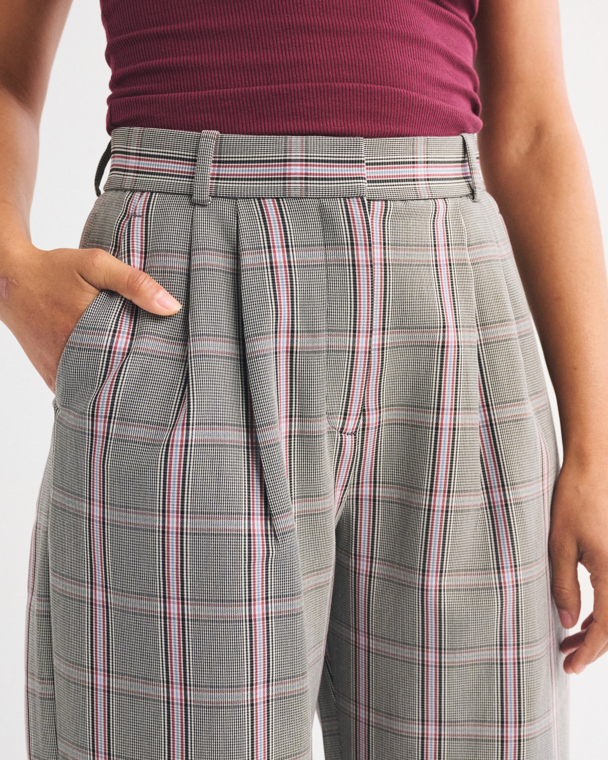 Abercrombie Curve Love A&F Sloane Tailored Hardware Wide Leg Pant