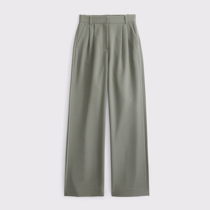 Abercrombie Curve Love A&F Sloane Tailored Hardware Wide Leg Pant