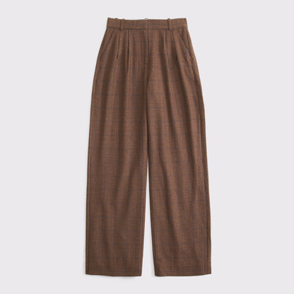 Abercrombie Curve Love A&F Sloane Wool-Blend Tailored Wide Leg Pant