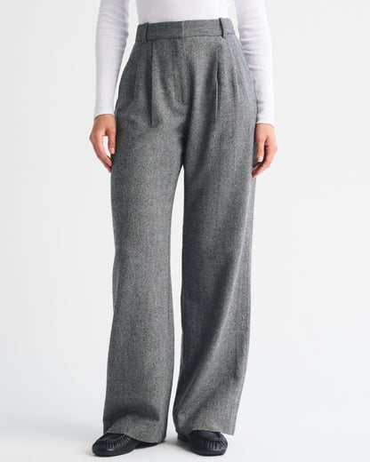 Abercrombie Curve Love A&F Sloane Wool-Blend Tailored Wide Leg Pant