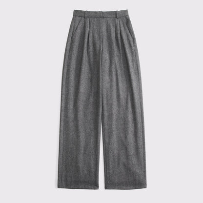 Abercrombie Curve Love A&F Sloane Wool-Blend Tailored Wide Leg Pant