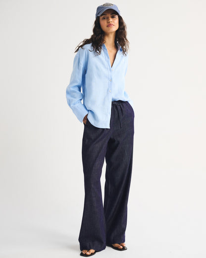 Abercrombie A&F Gemma Chambray Wide Leg Pull-On Pant