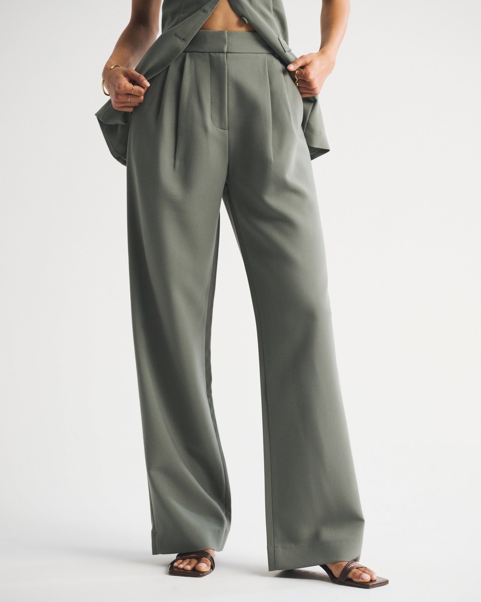 Abercrombie A&F Sloane Tailored Wide Leg Pant