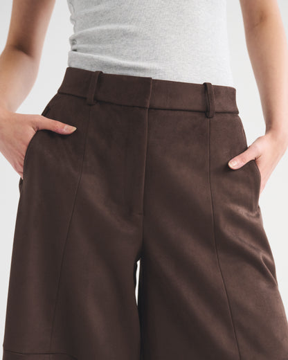 Abercrombie High Rise Vegan Suede Tailored Culotte Pant