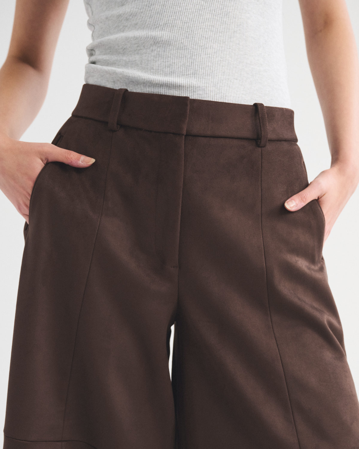 Abercrombie High Rise Vegan Suede Tailored Culotte Pant