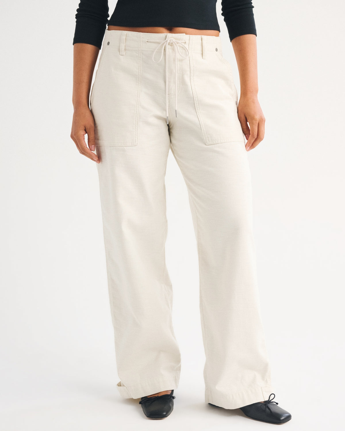 Abercrombie 100% Cotton Curve Love Low Rise Ultra Loose Weekender Pant