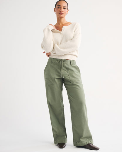 Abercrombie 100% Cotton Curve Love Low Rise Ultra Loose Weekender Pant