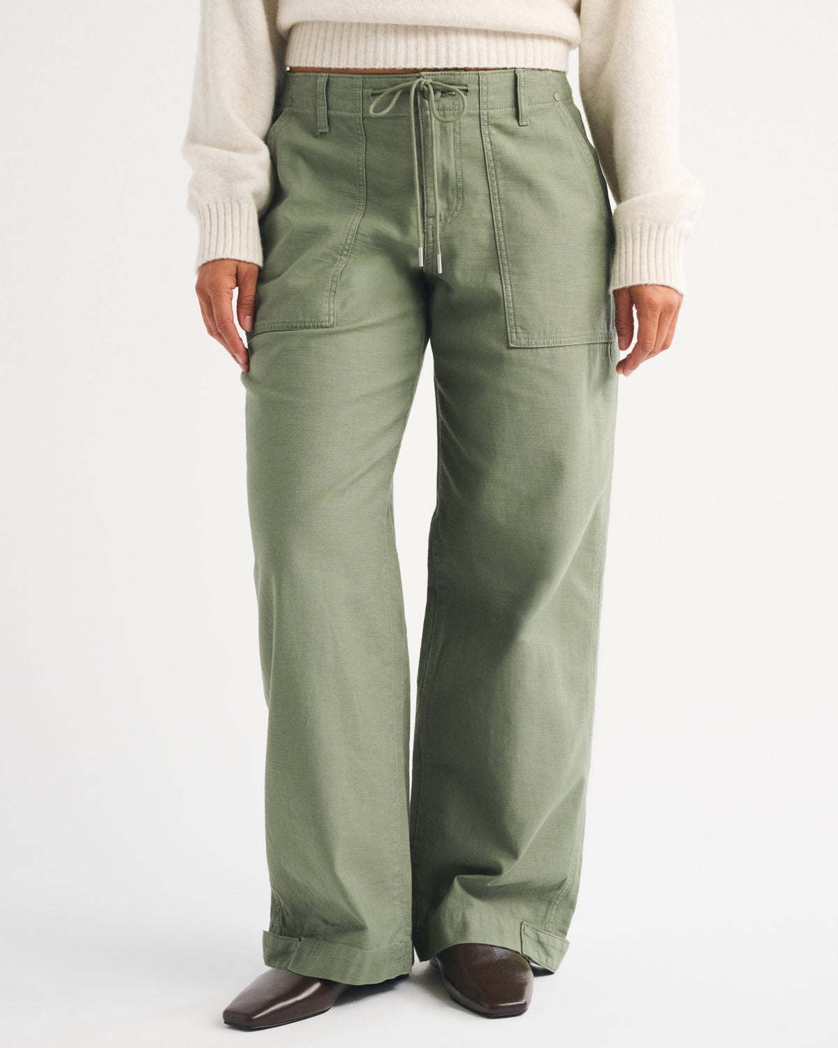 Abercrombie 100% Cotton Curve Love Low Rise Ultra Loose Weekender Pant
