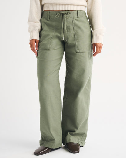 Abercrombie 100% Cotton Curve Love Low Rise Ultra Loose Weekender Pant