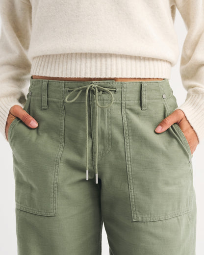 Abercrombie 100% Cotton Curve Love Low Rise Ultra Loose Weekender Pant